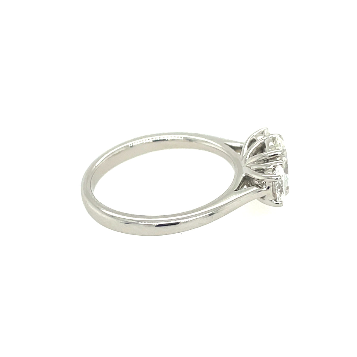 3 Stone Oval Cut Diamond Trilogy Platinum Ring
