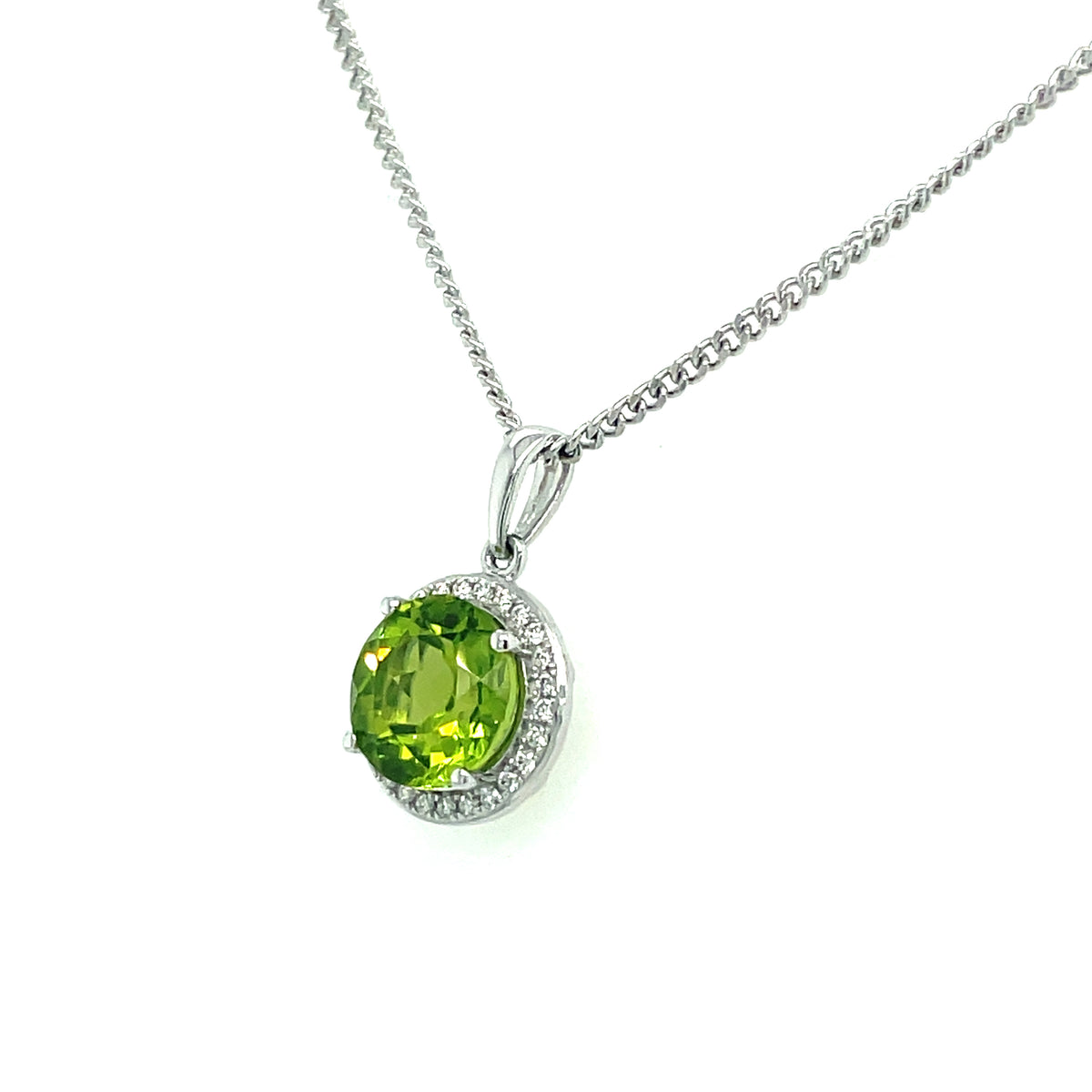 Peridot & Diamond 18ct White Gold Pendant