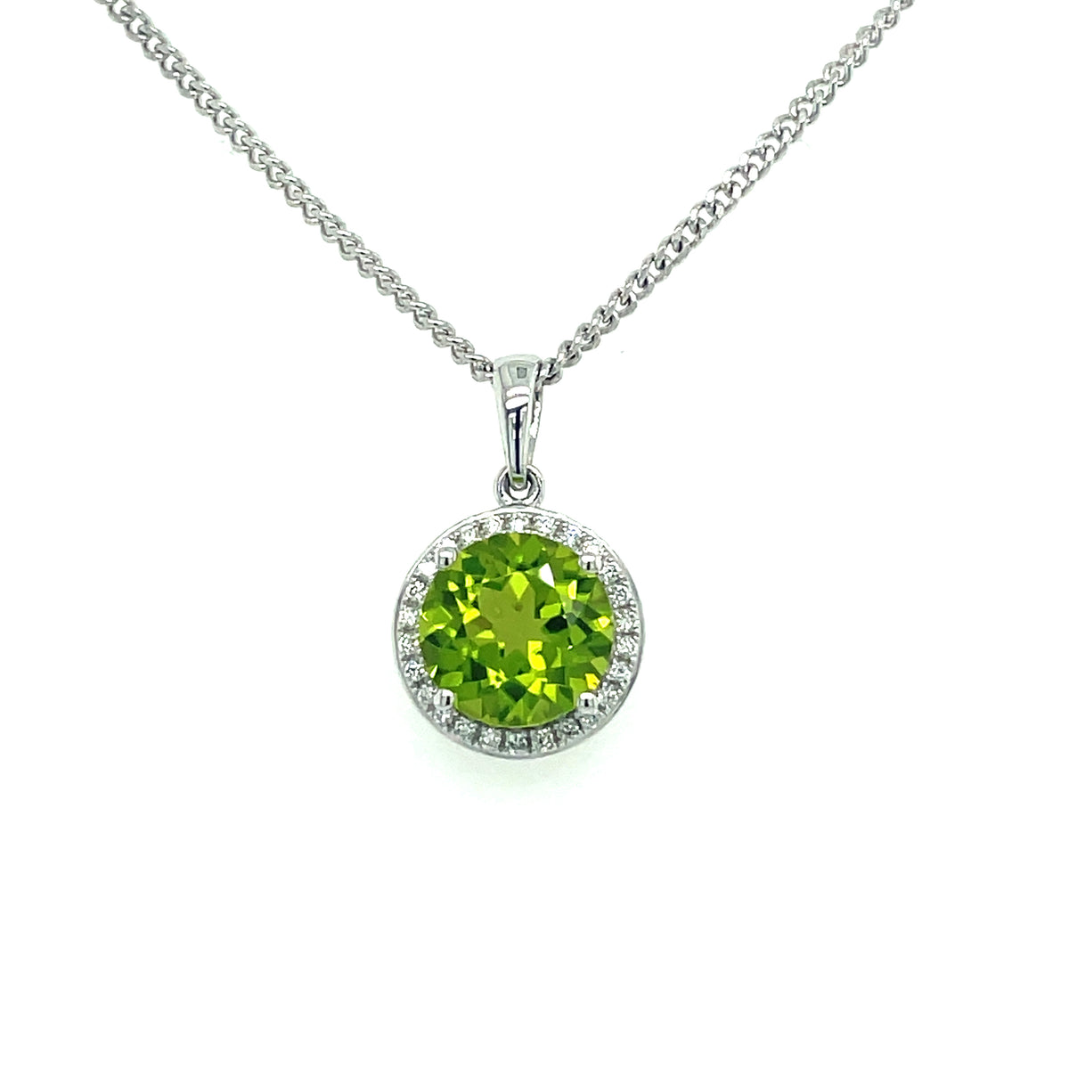 Peridot & Diamond 18ct White Gold Pendant