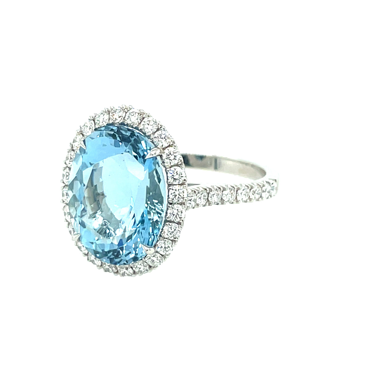 Aquamarine & Diamond Platinum Ring
