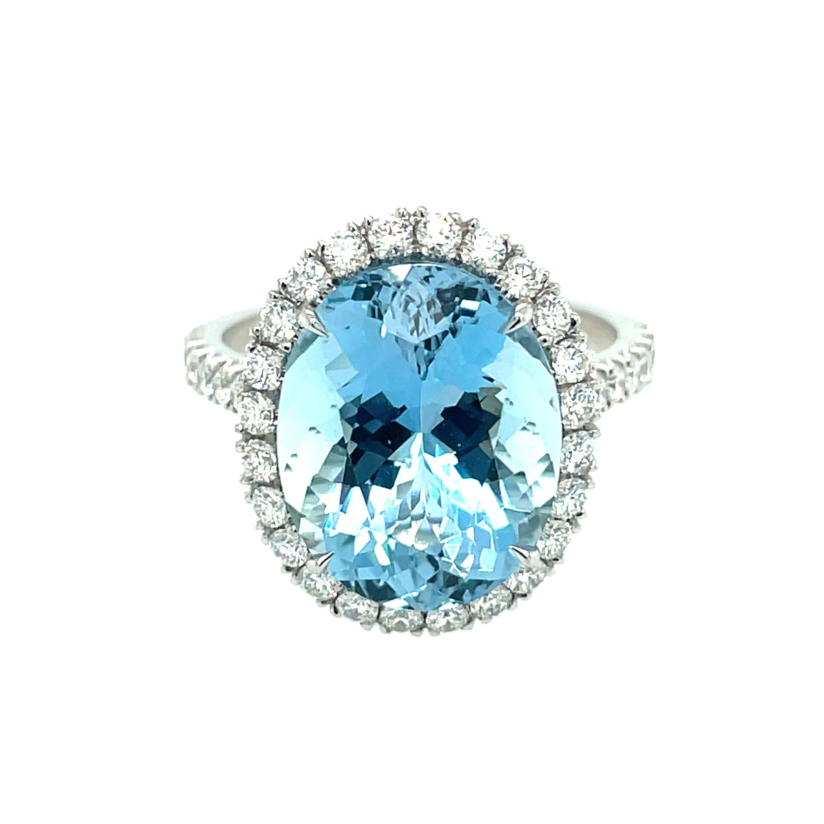 Aquamarine & Diamond Platinum Ring