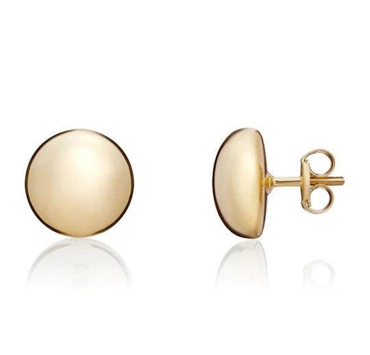 9ct Yellow Gold Polished Button Stud Earrings, 10mm