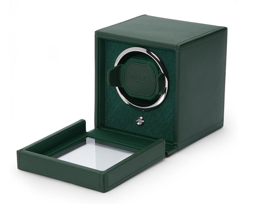 Wolf Cub Single Watch Winder Green With Cover