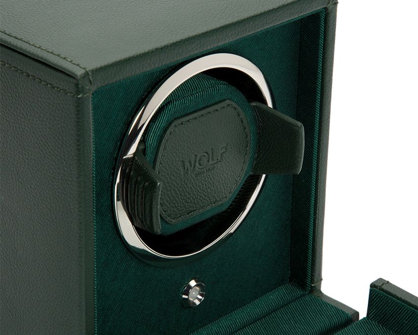 Wolf Cub Single Watch Winder Green With Cover