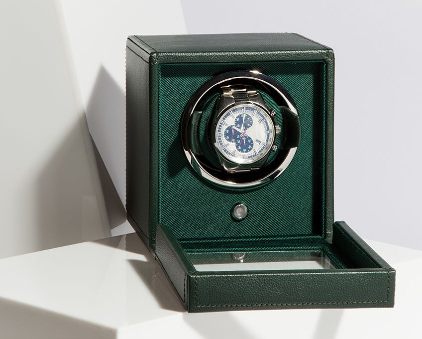 Wolf Cub Single Watch Winder Green With Cover