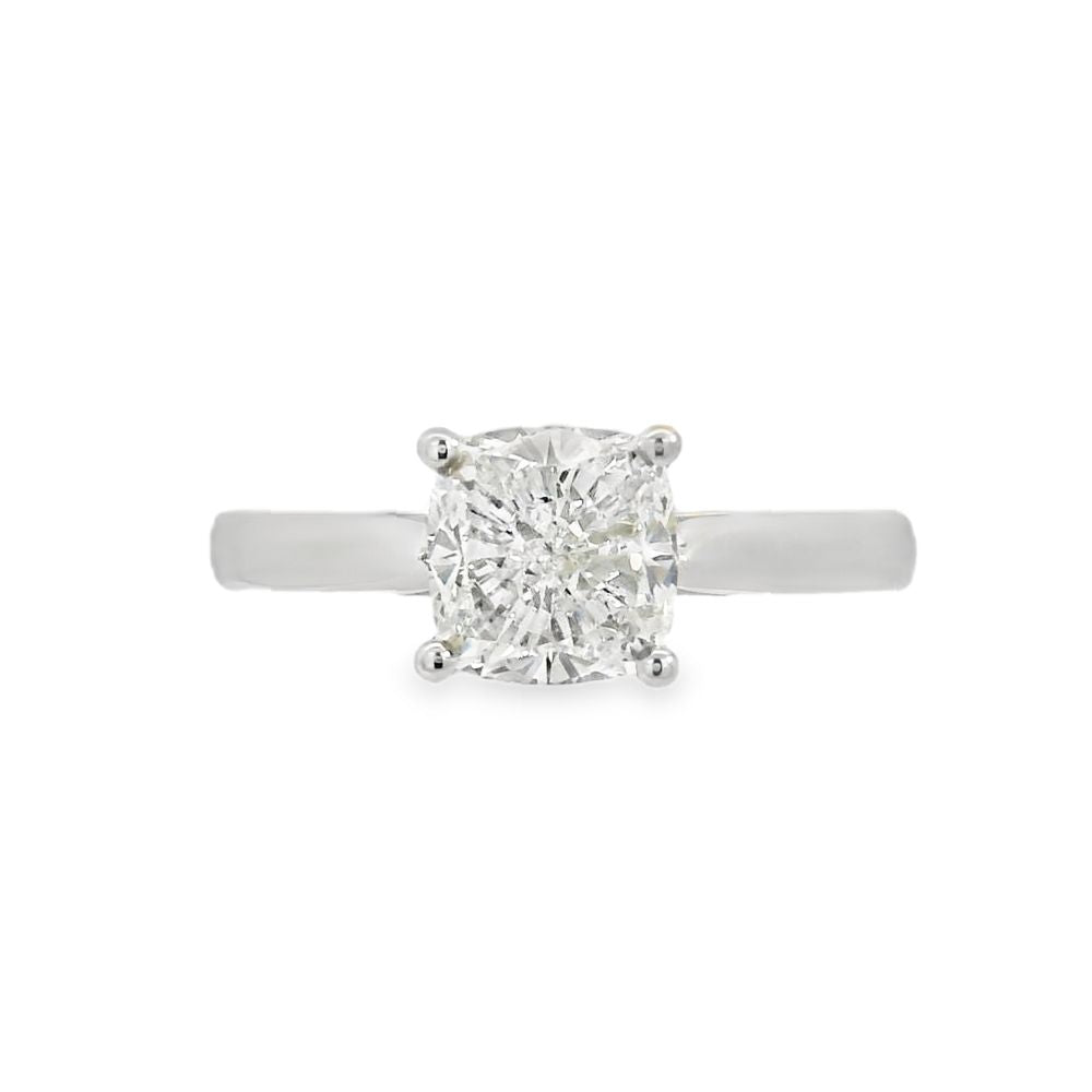Hayes & Lake Cushion Cut Single Stone 1.50ct Lab Grown Diamond, Platinum Ring