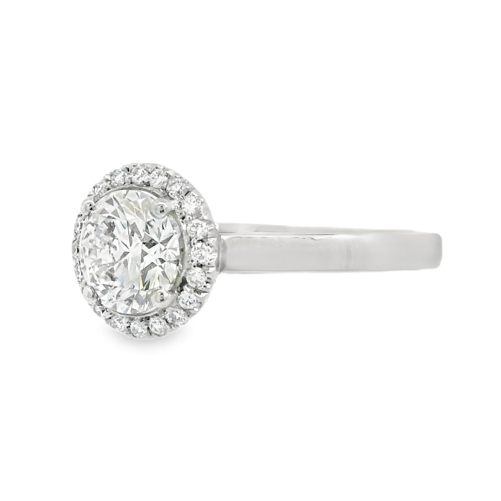 Hayes & Lake Round Single Stone Halo 1.13ct Lab Grown Diamond, Platinum Ring