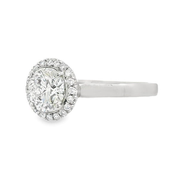 Hayes & Lake Round Single Stone Halo 1.13ct Lab Grown Diamond, Platinum Ring