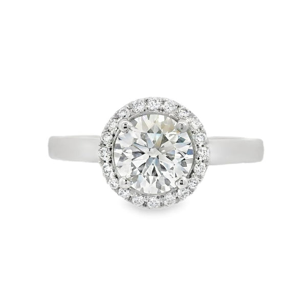 Hayes & Lake Round Single Stone Halo 1.13ct Lab Grown Diamond, Platinum Ring