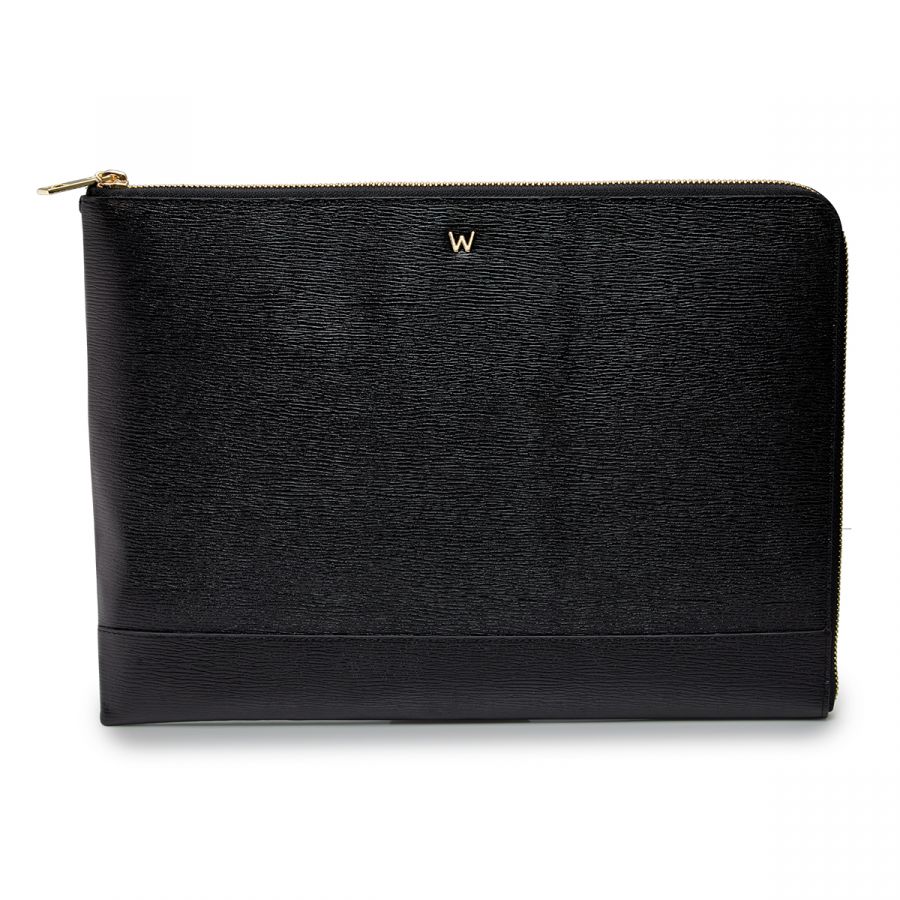 Wolf W Laptop Sleeve Black Leather