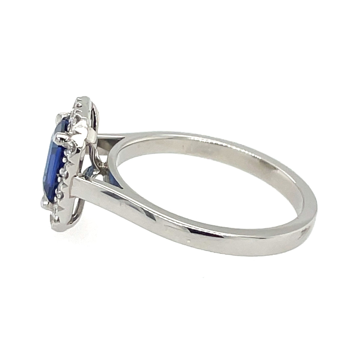 Sapphire & Diamond Emerald Cut 18ct Cluster Ring
