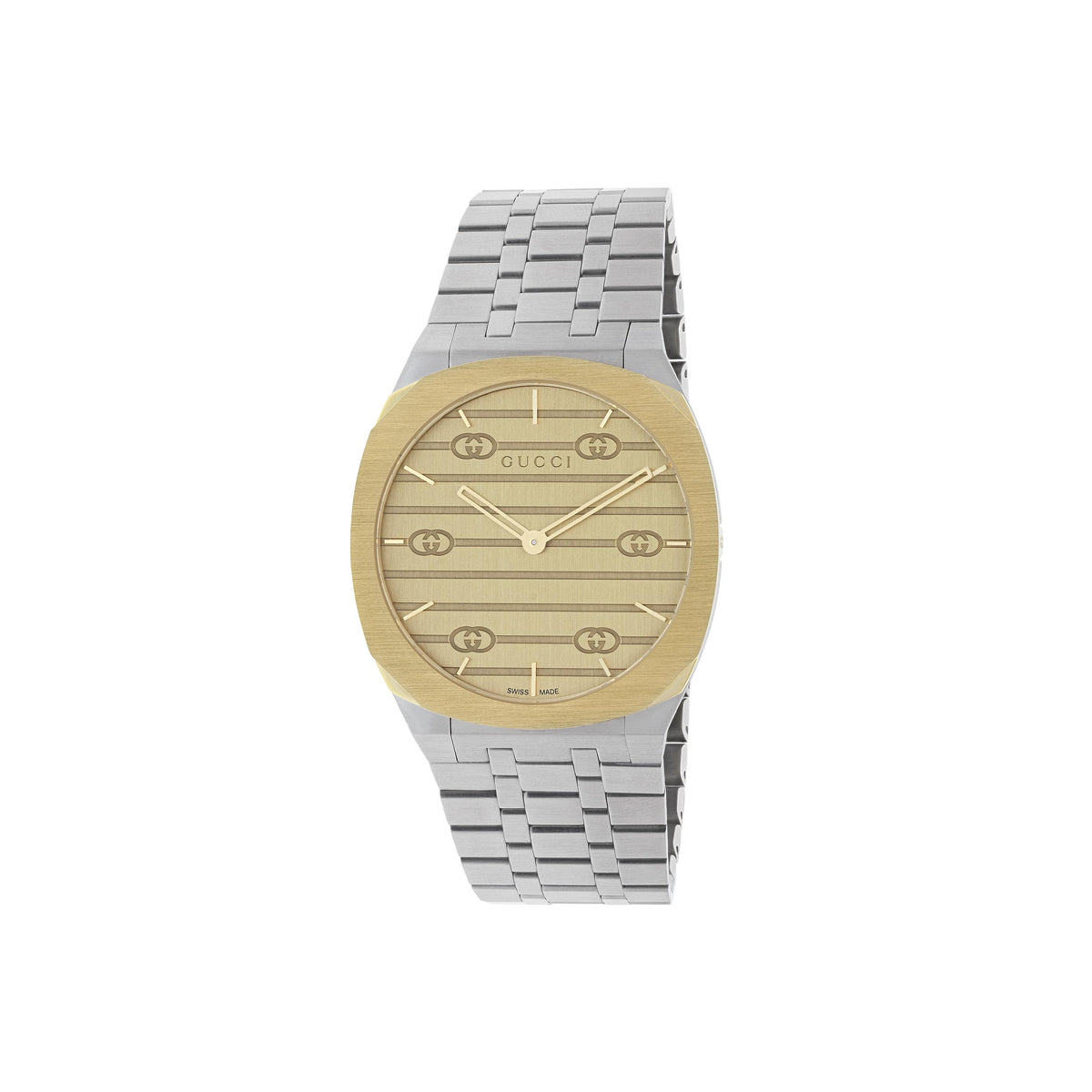 GUCCI 25H Steel & Yellow 34mm Watch YA163403