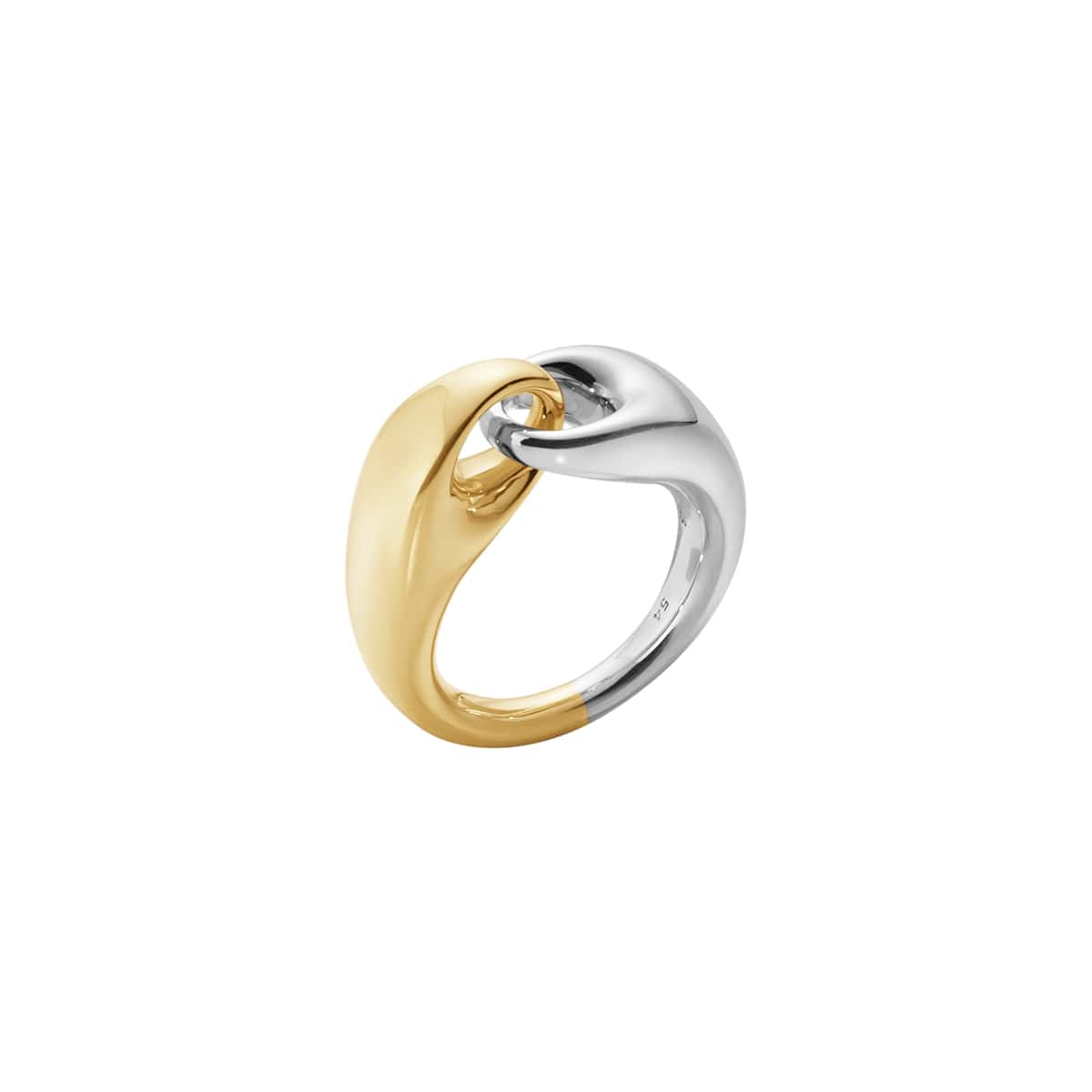 Georg Jensen Reflect Signet Ring, Sterling Silverand 18ct Yellow Gold