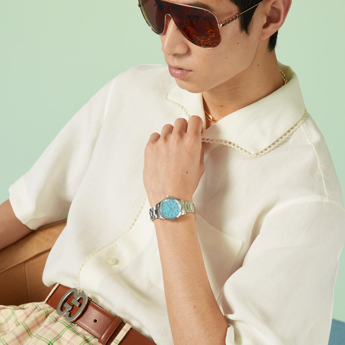 GUCCI G-Timeless Turquoise Watch, 32mm YA1265044