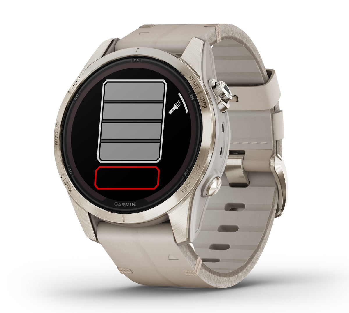 Garmin Fenix 7S Pro Sapphire Soft Gold Leather 42mm Watch 010-02776-30