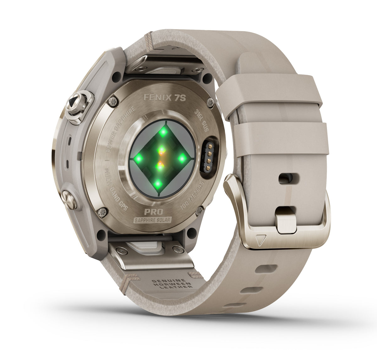 Garmin Fenix 7S Pro Sapphire Soft Gold Leather 42mm Watch 010-02776-30