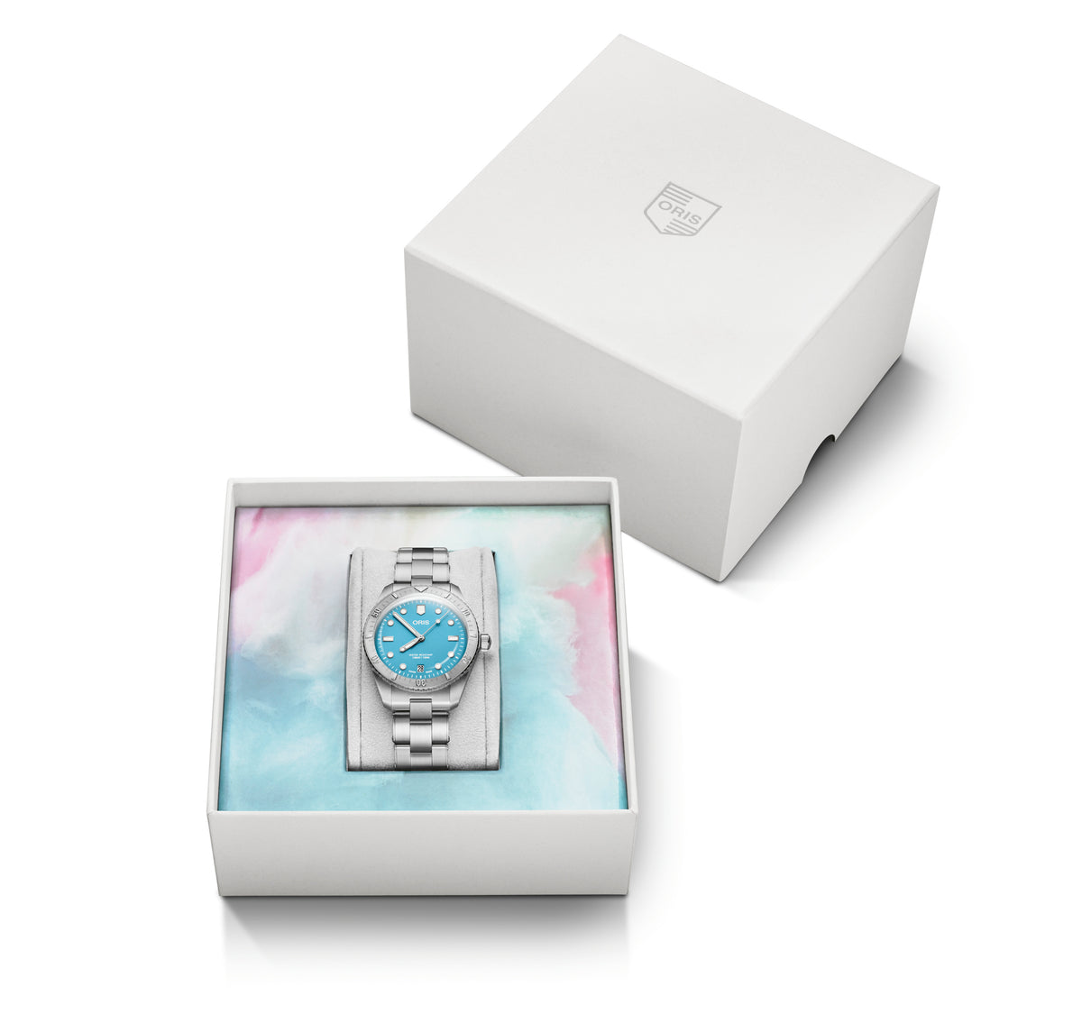Oris Divers Sixty-Five 'Cotton Candy' Steel Blue 38mm Watch 01 733 7771 4055-07 8 19 18