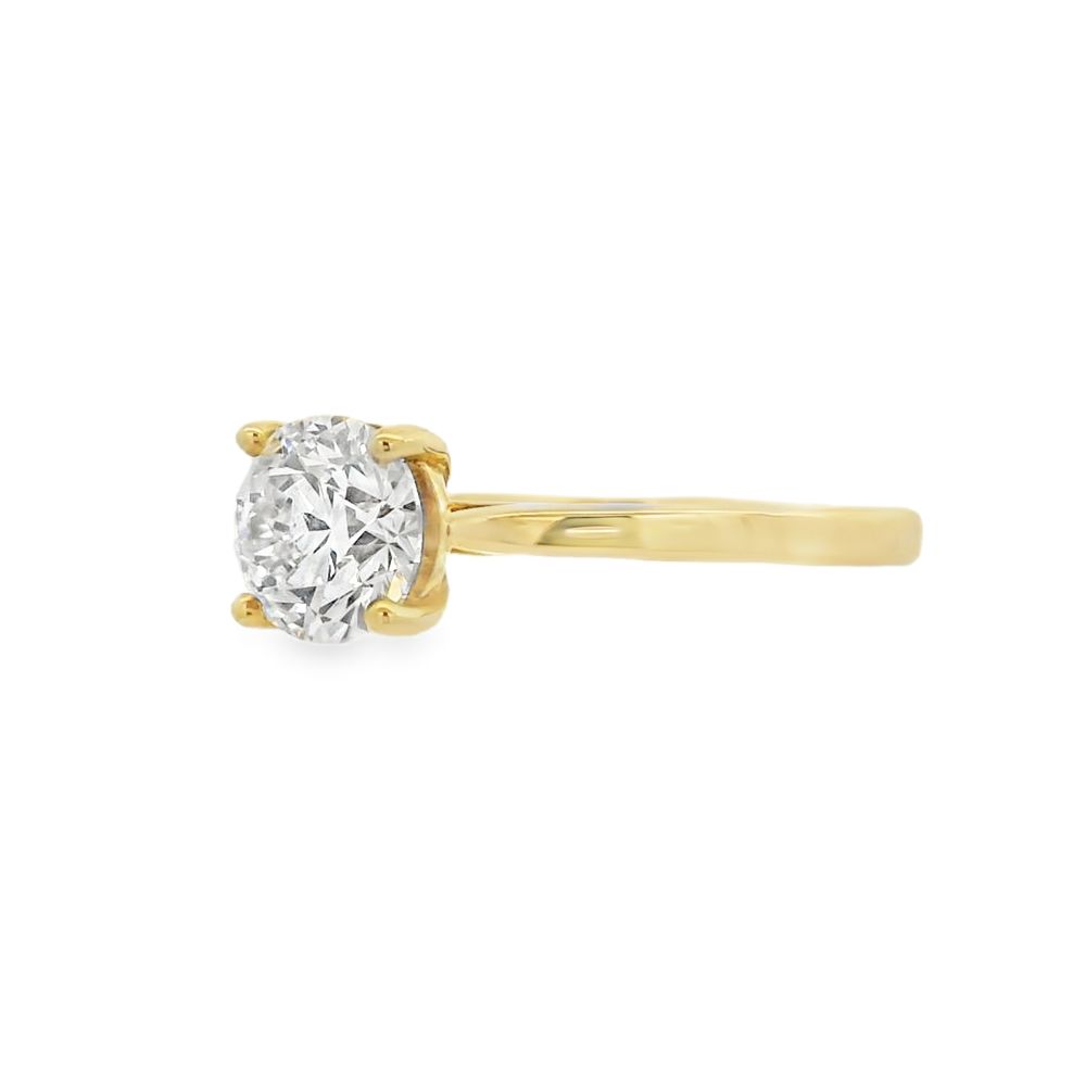 Hayes & Lake Round Single Stone 1.00ct Lab Grown Diamond, 9ct Yellow Ring