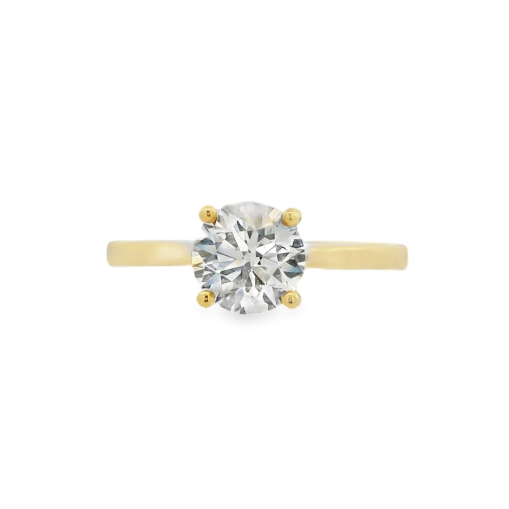 Hayes & Lake Round Single Stone 1.00ct Lab Grown Diamond, 9ct Yellow Ring