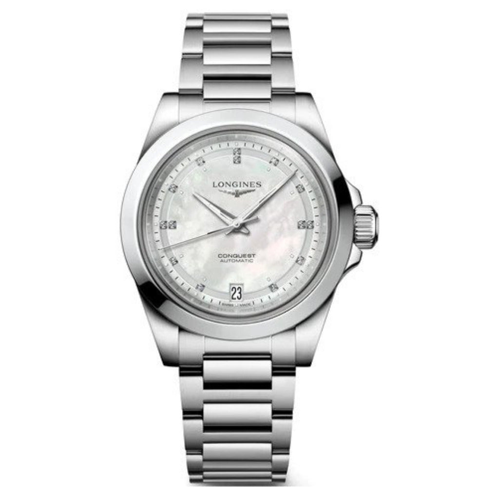 Longines Conquest Automatic Mother of Pearl with Diamonds 34mm Watch L34304876