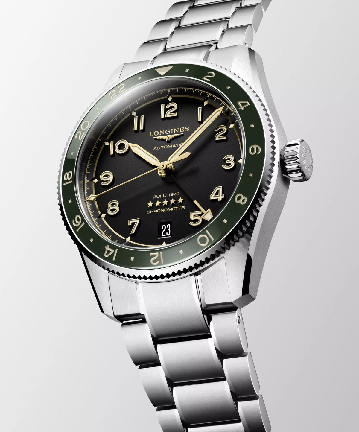 Longines Spirit Automatic Green Zulu Time 39mm L3.802.4.63.6