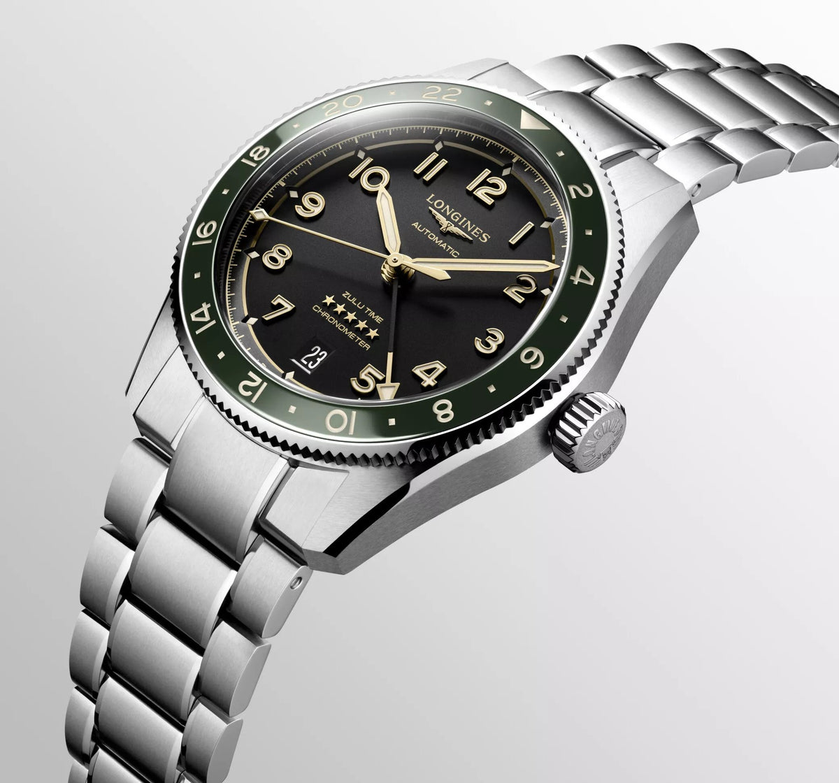 Longines Spirit Automatic Green Zulu Time 39mm L3.802.4.63.6
