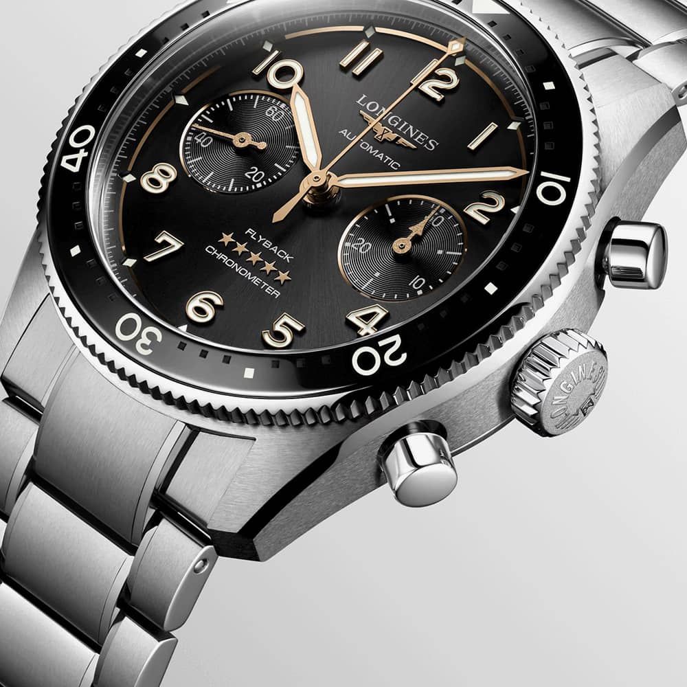 Longines Spirit Automatic Flyback Chronograph Black & Steel 42mm L38214536
