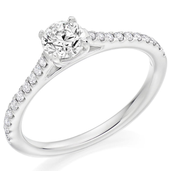 Platinum Round Brilliant Cut 0.50ct with Diamond Shoulders Ring