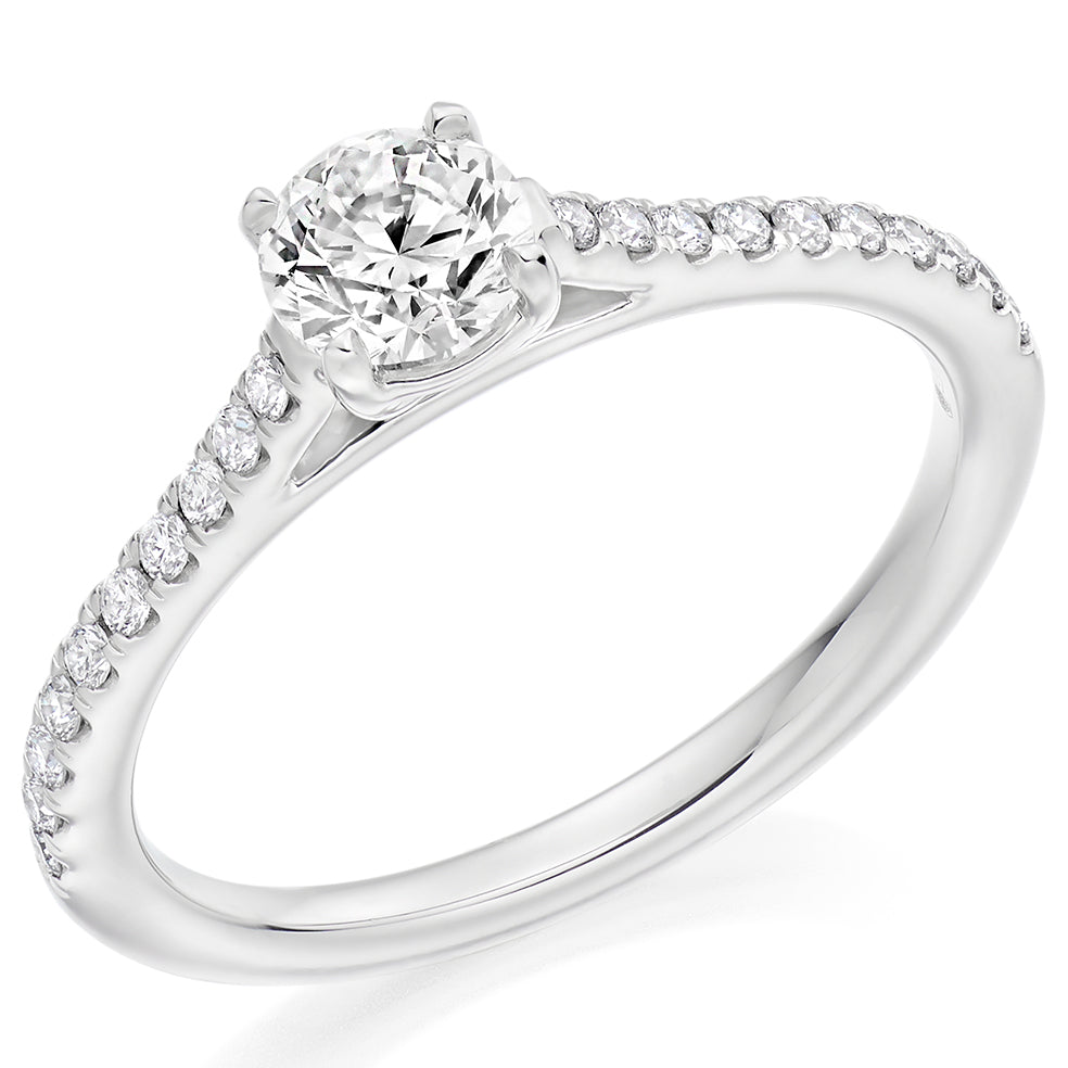 Platinum Round Brilliant Cut 0.50ct with Diamond Shoulders Ring