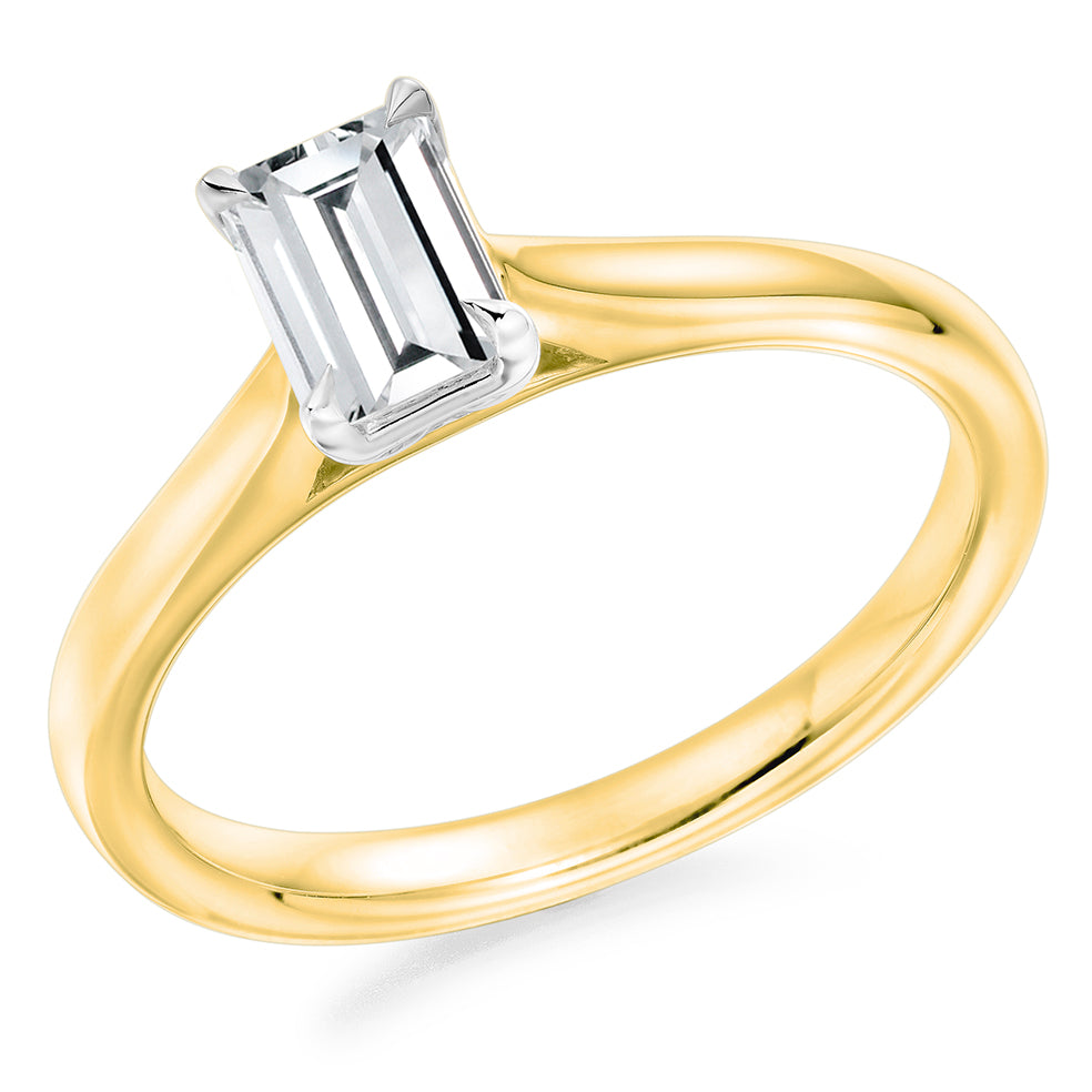 Yellow Gold Emerald Cut 0.70ct Diamond Ring
