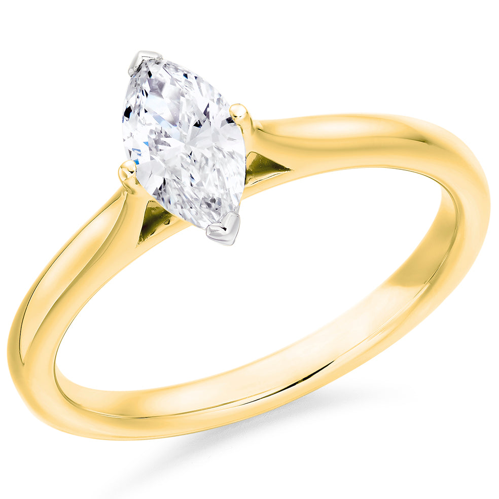 Yellow Gold Marquise Cut 0.51ct Diamond Ring