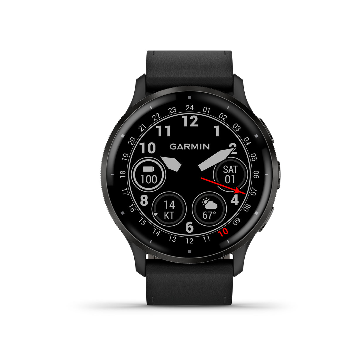 Garmin Venu® 3 Black Leather + Black Silicon Band, 45mm, Slate stainless steel bezel, Smartwatch