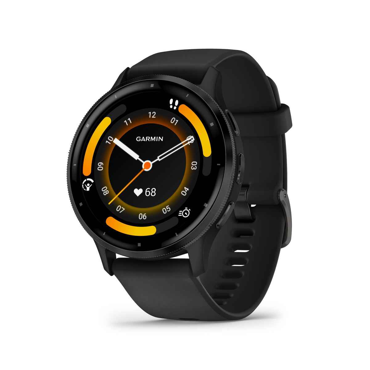 Garmin Venu® 3 Black Leather + Black Silicon Band, 45mm, Slate stainless steel bezel, Smartwatch