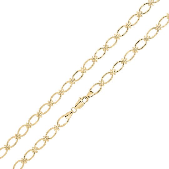 9ct Yellow Gold Handmade Plain & Textured, Oval Chain