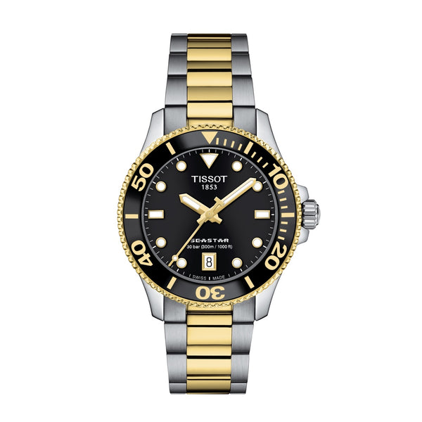Tissot Seastar 1000 Black & Gold 36mm Watch T1202102205100