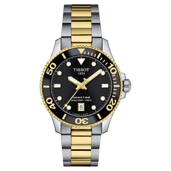 Tissot Seastar 1000 Black & Gold 36mm Watch T1202102205100