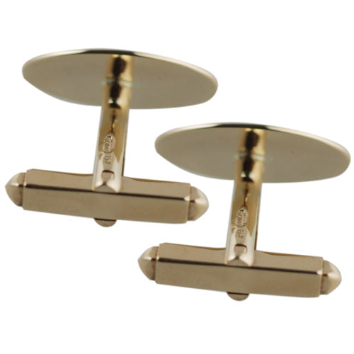 9ct Yellow Gold 19x11mm plain oval swivel Cufflinks