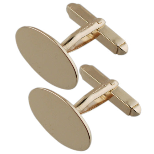 9ct Yellow Gold 19x11mm plain oval swivel Cufflinks