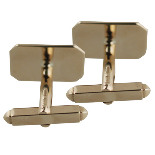 9ct Yellow Gold 18x12mm plain cut corner swivel Cufflinks