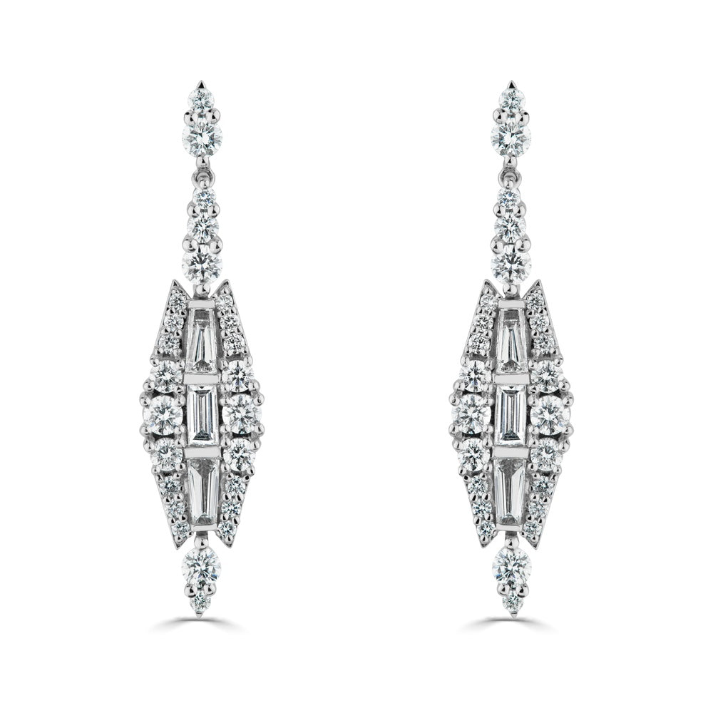 Diamond 18ct White Gold Drop Shaped Earrings