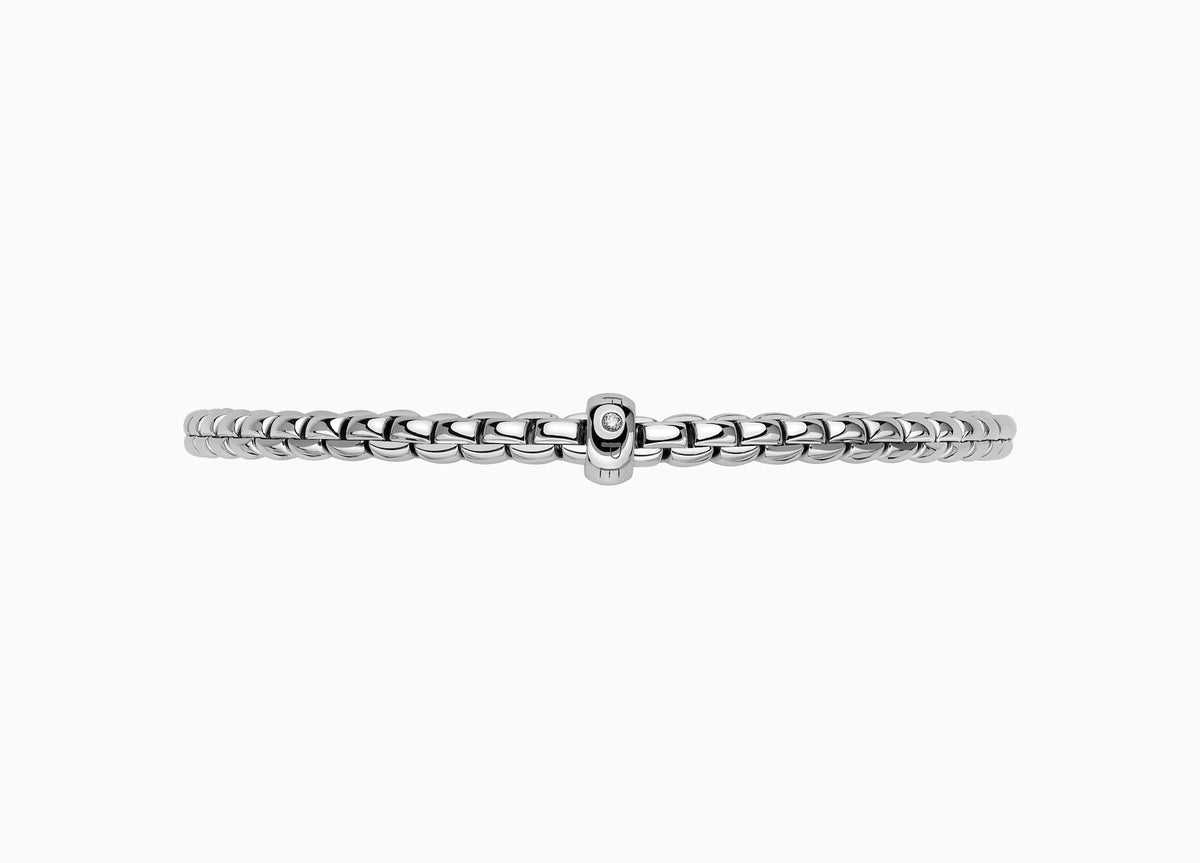 Fope EKA Flex'it 18ct White Gold Bracelet with a Single Diamond