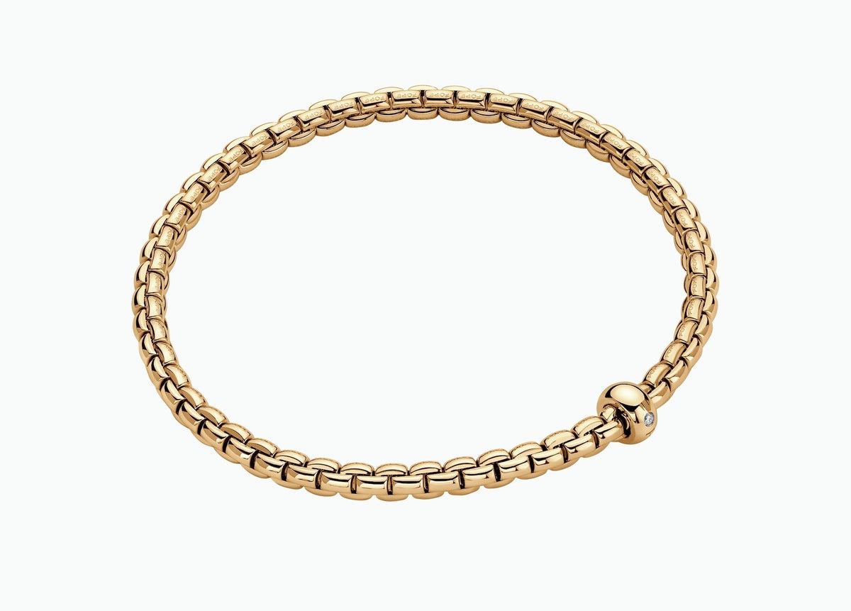 Fope EKA Flex'it 18ct Yellow Gold Bracelet with a Single Diamond