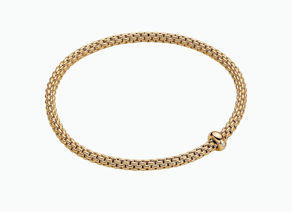 Fope Prima Flex'it 18ct Yellow Gold with a Diamond Bracelet