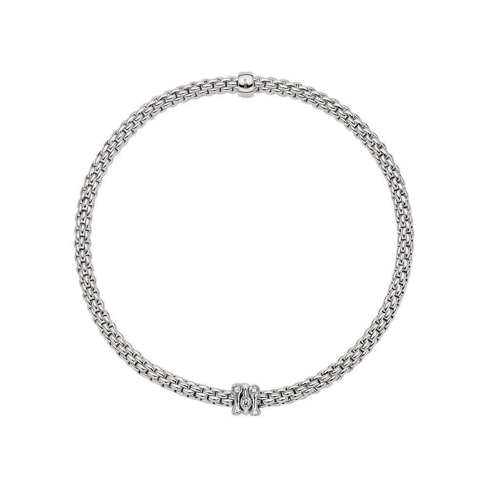 Fope Prima Flex'it 18ct White Gold 0.12ct Diamond Bracelet