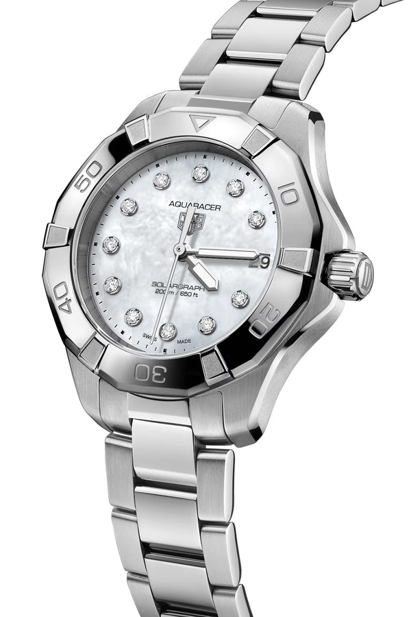 Tag Heuer Aquaracer Professional 200 Solargraph Mother of Pearl Diamond Dial 34mm WBP1313.BA0005