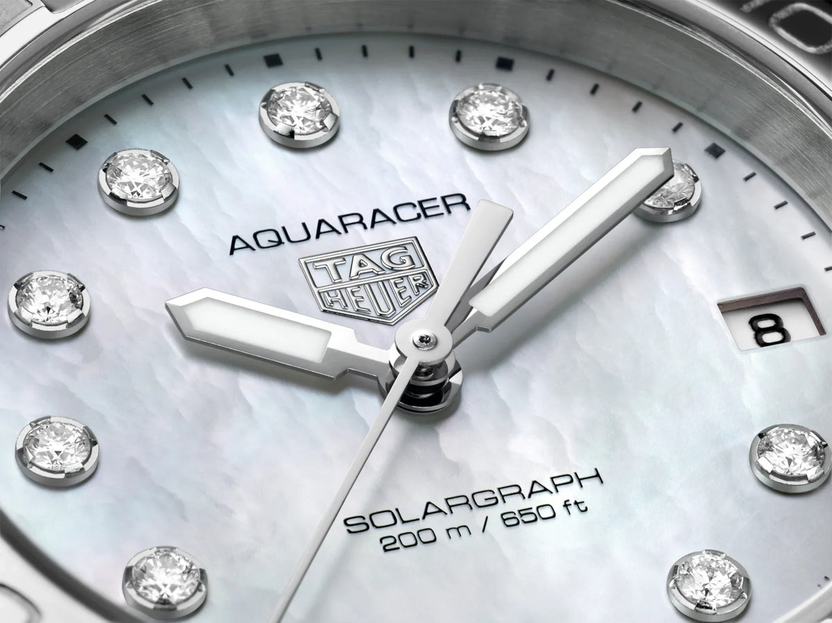 Tag Heuer Aquaracer Professional 200 Solargraph Mother of Pearl Diamond Dial 34mm WBP1313.BA0005