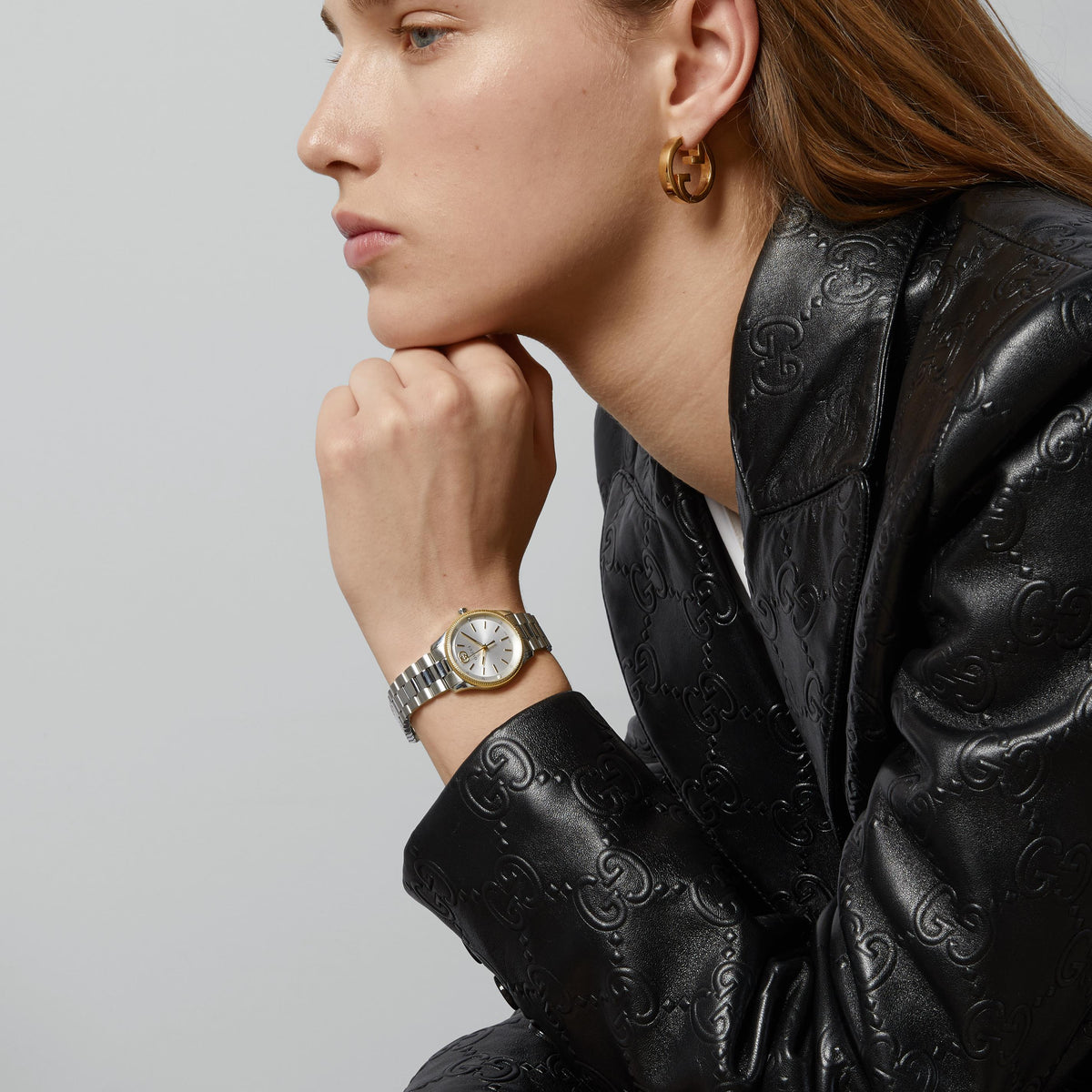 GUCCI G-Timeless Silver Dial Two Tone 29mm Watch YA1265063