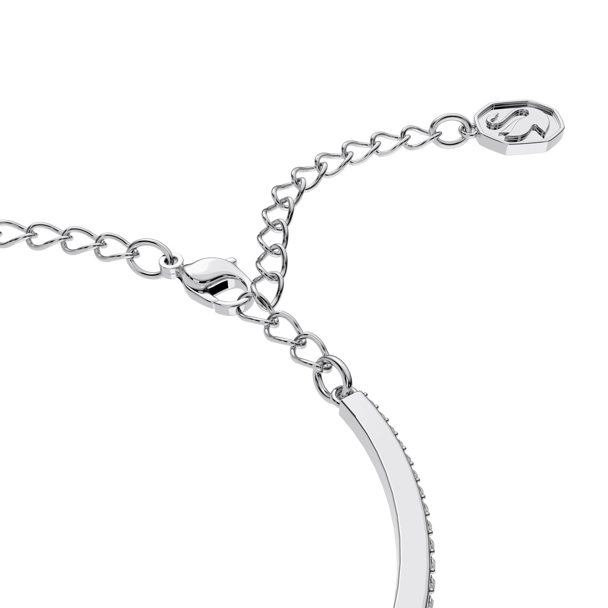 Swarovski Millenia bangle, Octagon cut, Pavé, White, Rhodium plated
