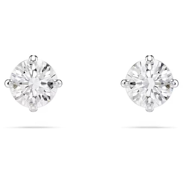 Swarovski Stilla Attract stud earrings, Round cut, White, Rhodium plated