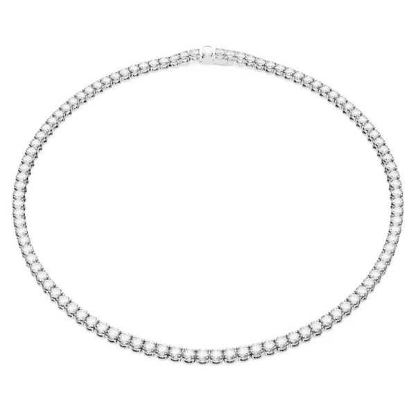 Swarovski Matrix Tennis necklace Large, Round cut, White, Rhodium plated